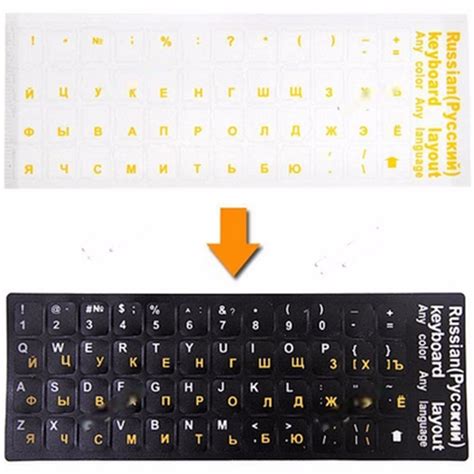 5 Colors Waterproof Super Durable Letters Russian Keyboard Stickers