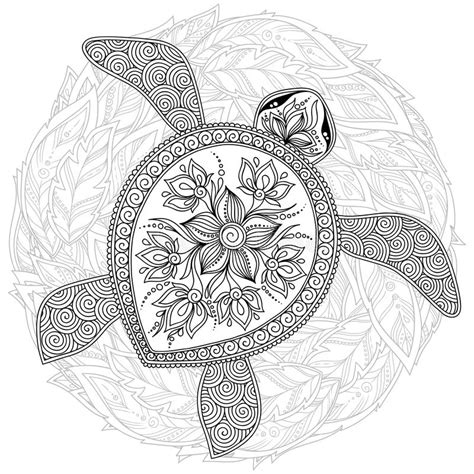 Vector Illustration Of Sea Turtle For Coloring Book Pages Stock Vector