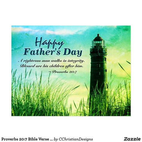 Proverbs 207 Bible Verse Fathers Day Lighthouse Postcard Zazzle