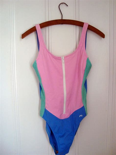 Vintage 80s Sexy Zipper Front Bathing Suit By Abellfiola On Etsy