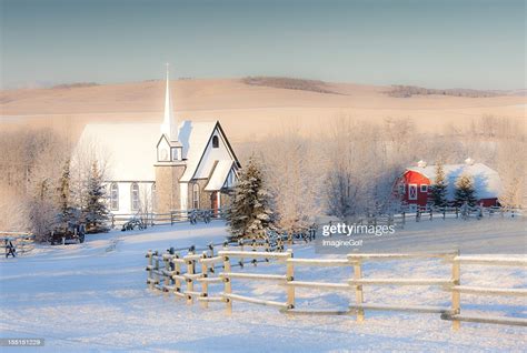 Small Country Church In Winter High Res Stock Photo