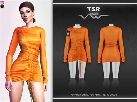 Busra Trs Asymmetic Dress Bd492 Sims 4 Clothing Sims 4 Dresses