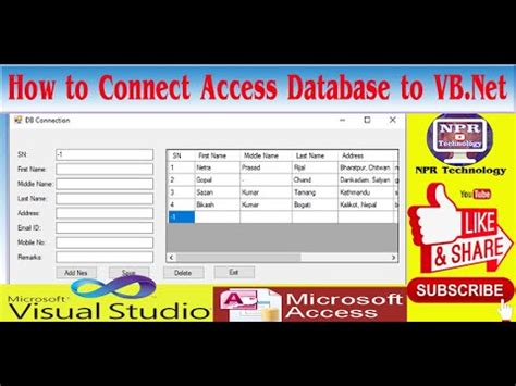 NPR Technology How To Connect Access Database To VB Net Visual