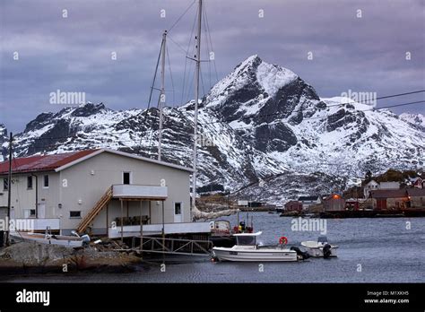 The Pretty Fishing Village Of Sund In Flakstadøya On The Lofoten