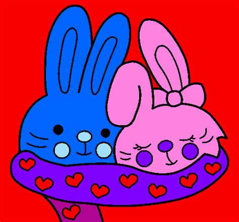 Desenho de Coelhos apaixonados pintado e colorido por Usuário não registrado o dia de