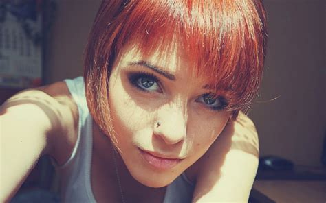 Wallpaper X Px Closeup Face Piercing Redhead White Tops