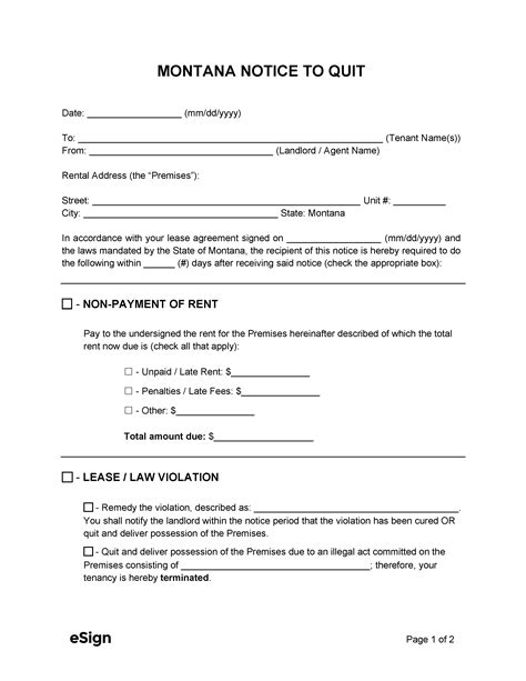 Free Montana Eviction Notice Templates 7 PDF Word