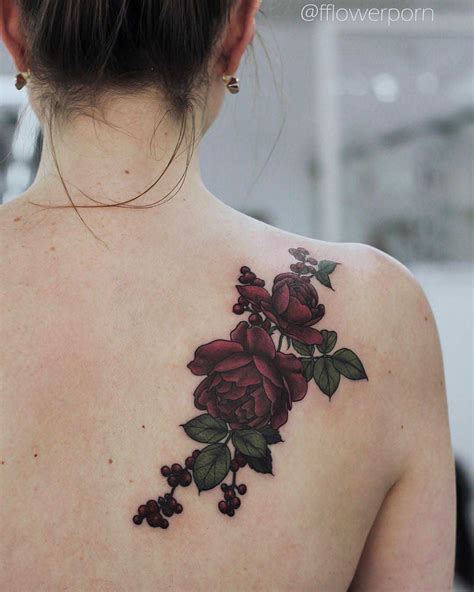 Rose Tattoo On Back Shoulder Red Rose Tattoo Back Of Shoulder Tattoo