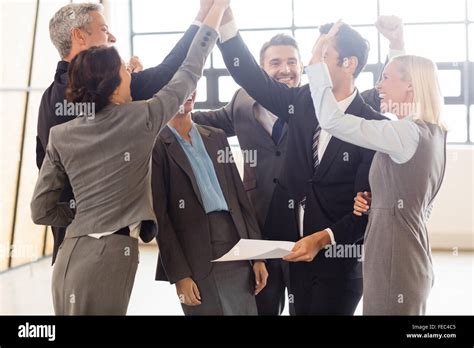 Business Team Cheering And Shouting Stock Photo Alamy