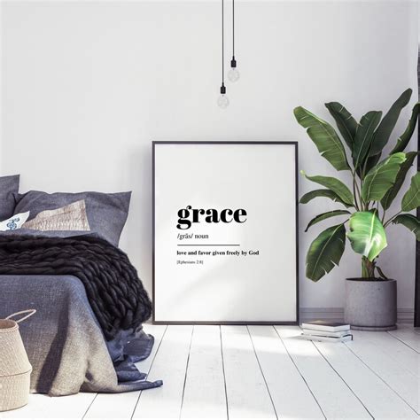 Grace Definition Print Christian Art Print Modern Wall Art Etsy