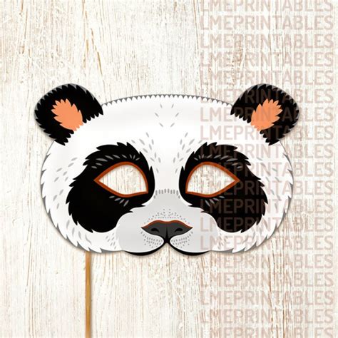 Panda Bear Printable Mask Bears Woodland Diy Asian Animal Etsy