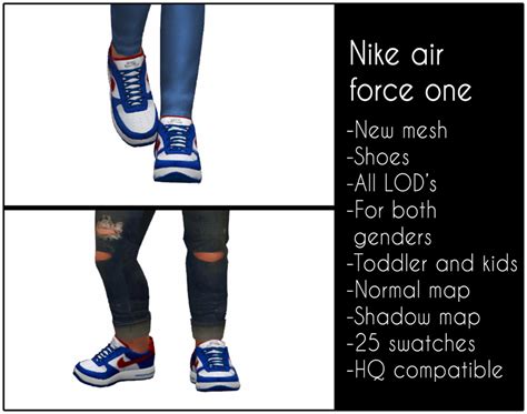 Lazyeyelids Air Force One Shoes Nike Air Force Ones Sims 4 Toddler