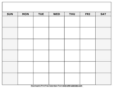 Blank Calendar Grid Printable Example Calendar Printable Blank