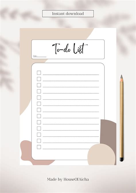 Printable To Do List Nude Abstract To Do List Template Etsy