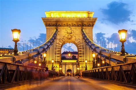 Chain Bridge In Budapest Hungary Editorial Stock Image Image Of