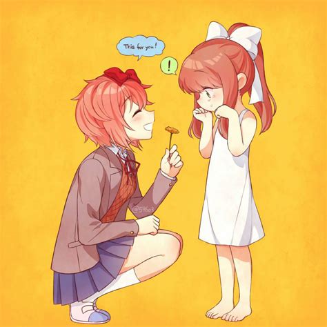 Sayori And Little Monika Literature Club Literature Anime