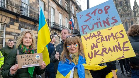 Ukraine Conflict Protests Against Invasion By Russia Held In Scotland Bbc News