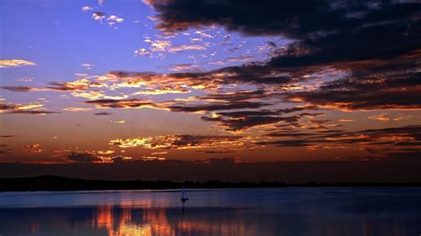 Lake Under Blue Cloudy Sky During Sunset Evening Hd Sunset Wallpapers