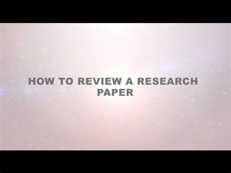review  research paper youtube