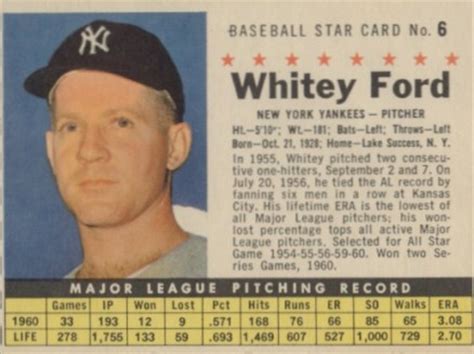 Born in new athens, illinois, herzog made his mlb debut as a player in 1956 with the washington senators. 1961 Post Cereal Whitey Ford #6 Baseball - VCP Price Guide