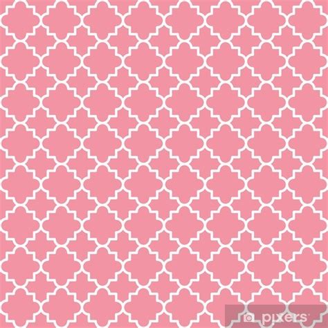 Wall Mural Traditional Quatrefoil Lattice Pattern Outline Pink