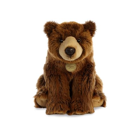 Realistic Sitting Stuffed Grizzly Bear 14 In Aurora
