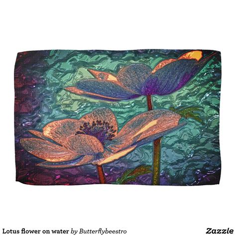 Lotus Flower On Water Kitchen Towel Artwork Stained