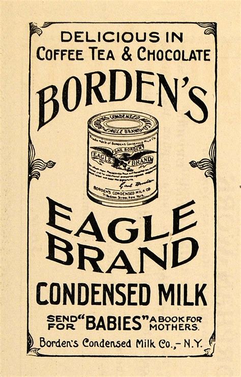 1900 Ad Bordens Eagle Brand Condensed Milk Tin Ny Original Advertis Period Paper Historic