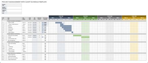 》free Printable Project Schedule Template Excel
