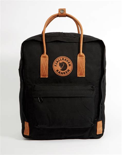 Fjallraven Kanken No2 Backpack With Leather Details In Black For Men