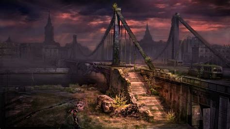 Bridge Ruins Abandoned City Apocalyptic Post Apocalyptic