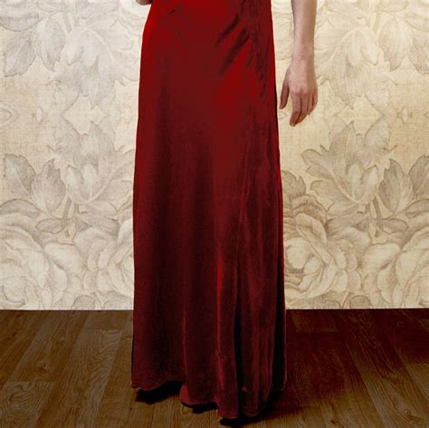 1940s Style Maxi Dress In Deep Red Silk Velvet By Nancy Mac