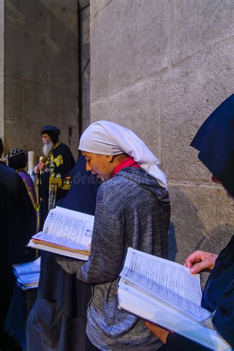 Coptic Pray On Orthodox Good Friday Holy Sepulchre Church Editorial