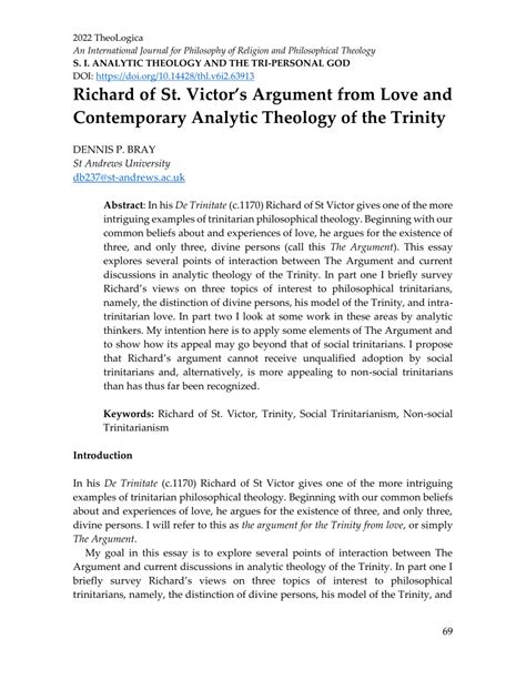 Pdf Richard Of St Victors Argument From Love And Contemporary