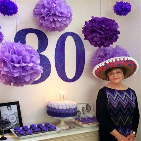 80th Birthday Party Party Decorations Purple Birthday Purple Decorations Purple Pom Pom