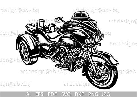 Vector Trike Motorcycle Ai Eps Pdf Png Svg Dxf  Etsy Canada