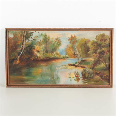 B.R. Nolte Oil Painting of a Forest Lake | EBTH