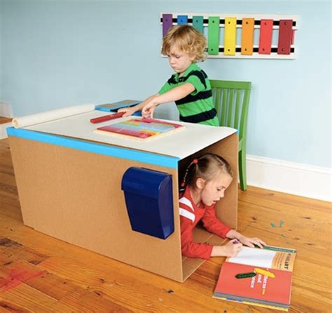 Cool Diy Cardboard Kids Workstation For Craft And Fun Kidsomania