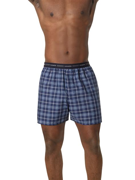 Hanes Mens Tagless Plaid Boxers Bonus Pack 5 1 Free