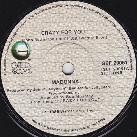 Madonna Crazy For You 1985 Vinyl Discogs