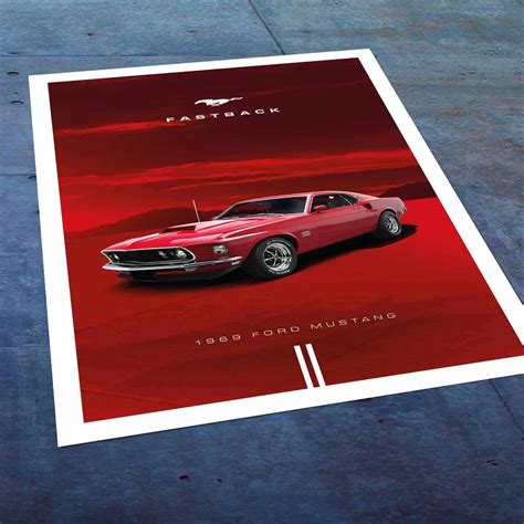 Automotive Poster Of Ford Mustang Fastback The Gpbox