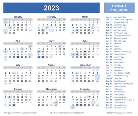 2023 United States Calendar With Holidays 2023 Calendar Templates And
