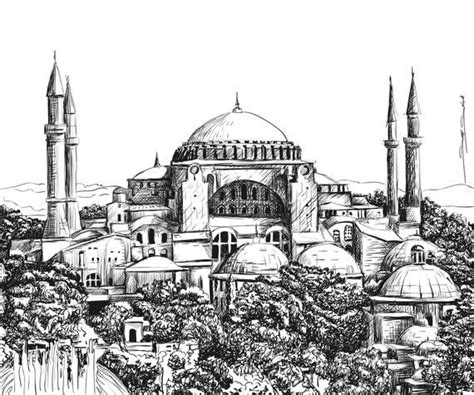Istanbul Hagia Sophia Drawing Fully Hand Drawn And Signed Etsy In