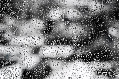 Texture Raindrops On Window Glass For Rain Black And White Colors