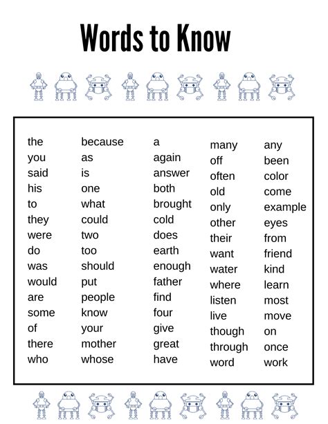 Spelling Words For A 1st Grader