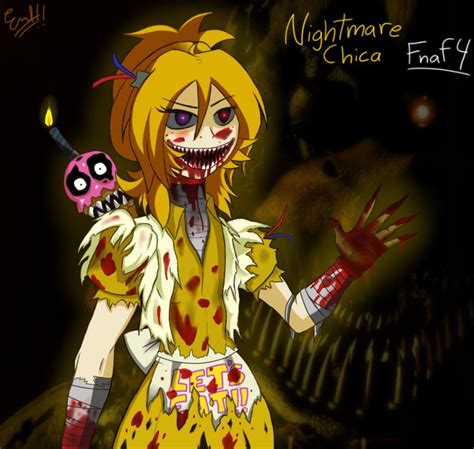 Fnaf 4 Nightmare Chica Fan Art By Emil On