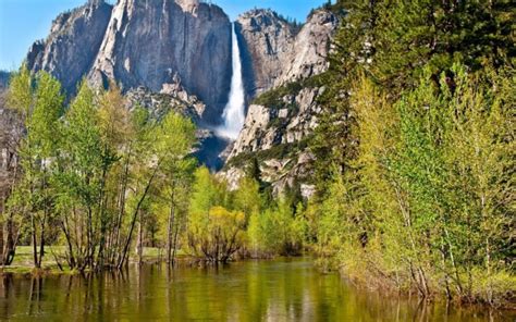 Nature Mountains Waterfalls Trees Water Wallpapers Hd