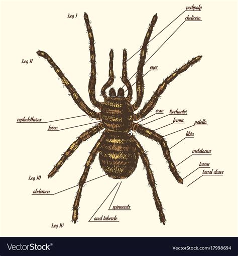 A Spider Anatomy Include All Name Royalty Free Vector Image