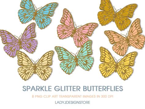 Sparkle Gold Glitter Butterfly Clipart Black Glitter Etsy España