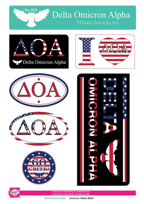 Delta Omicron Alpha American Stickers Sororityshop
